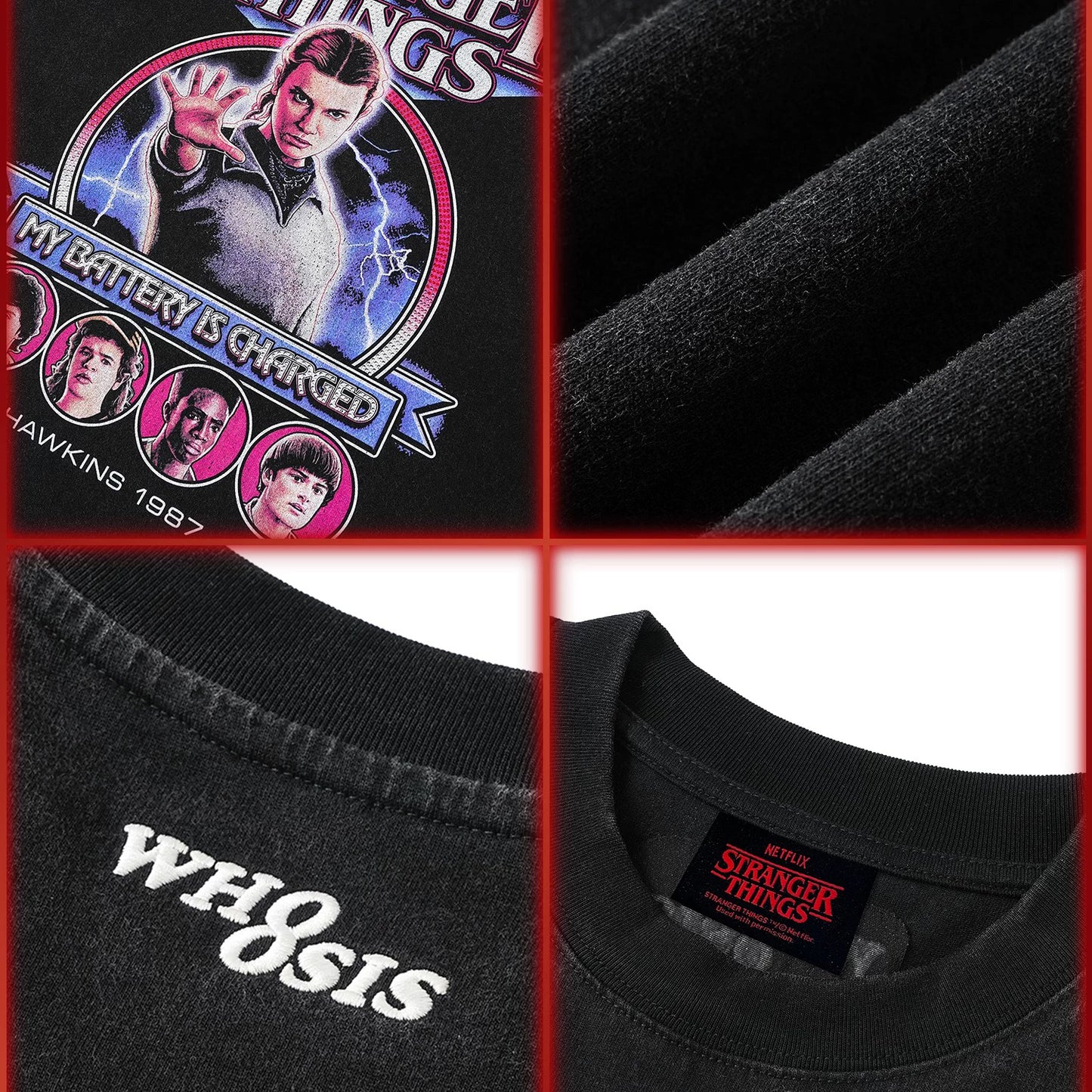 WHOOSIS x STRANGER THINGS | ELEVEN 011 WASHED GRAPHIC TEE