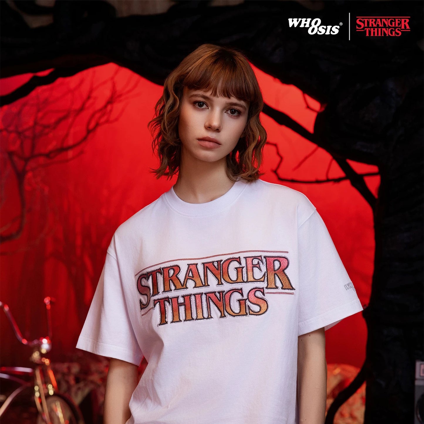 WHOOSIS x STRANGER THINGS | PHANTOM EMBROIDERED SHORT-SLEEVE TEE