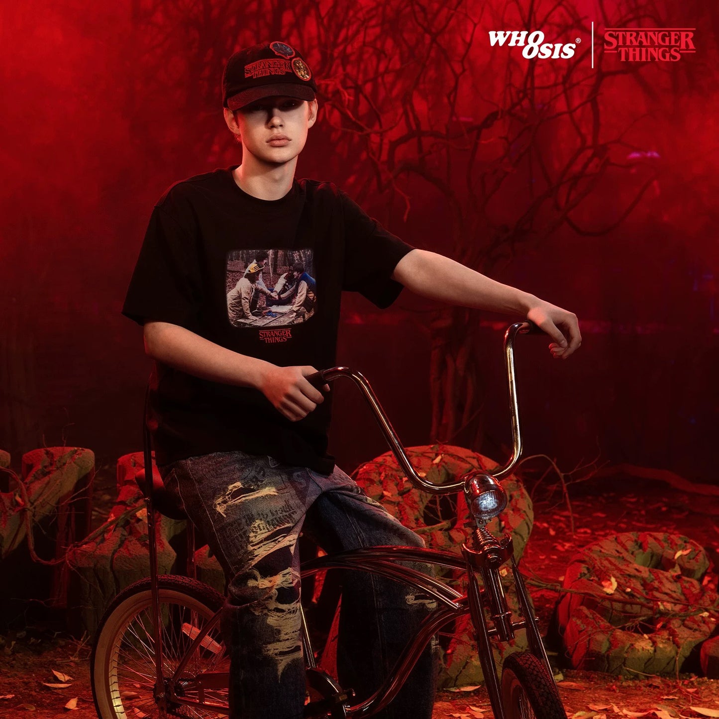 WHOOSIS x STRANGER THINGS | ONE LAST ADVENTURE GRAPHIC EMBROIDERED SHORT-SLEEVE TEE