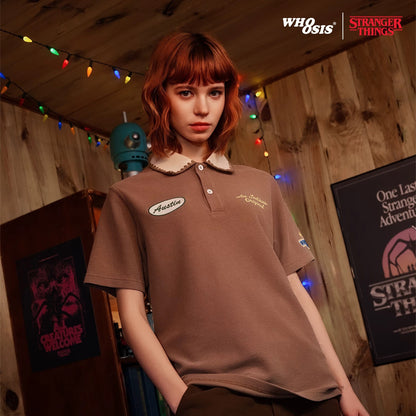 WHOOSIS x STRANGER THINGS | 'Murray' Washed Embroidered Polo Shirt