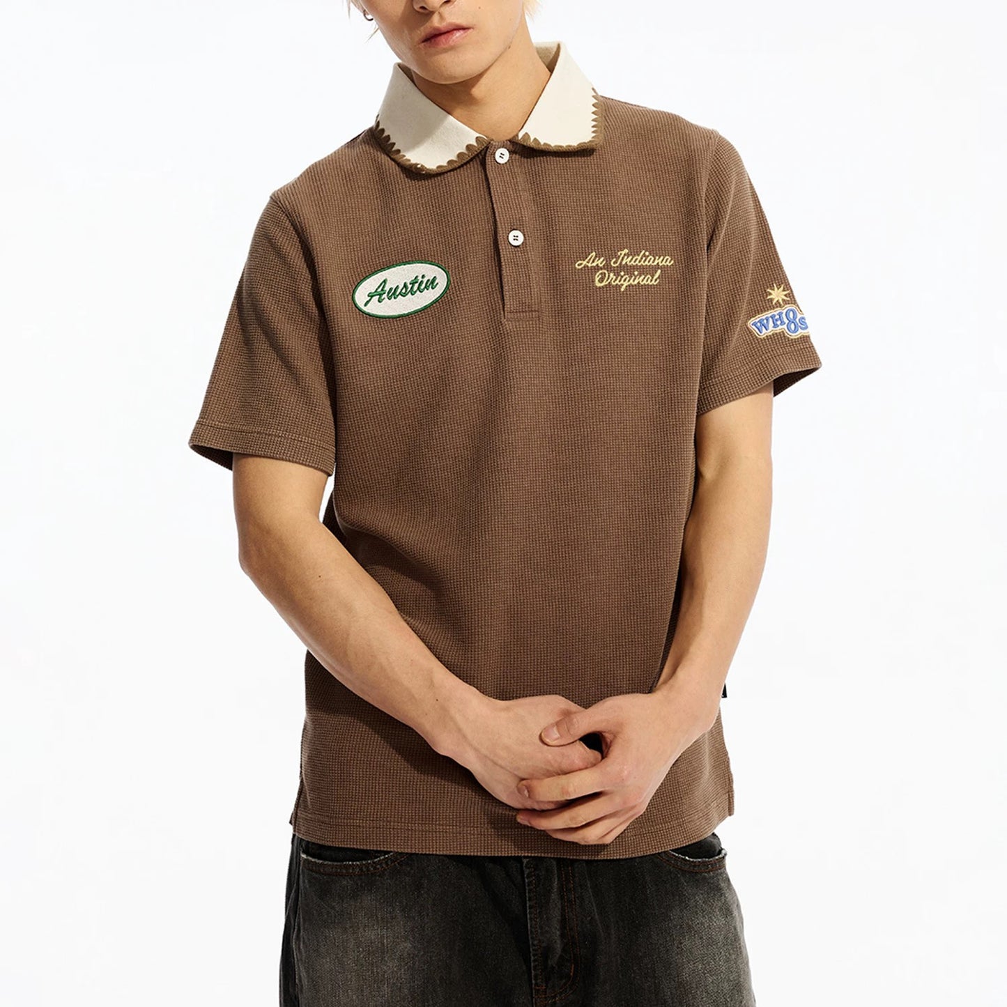 WHOOSIS x STRANGER THINGS | 'Murray' Washed Embroidered Polo Shirt