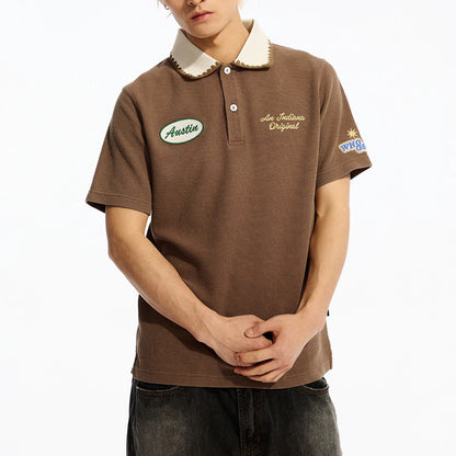 WHOOSIS x STRANGER THINGS | 'Murray' Washed Embroidered Polo Shirt