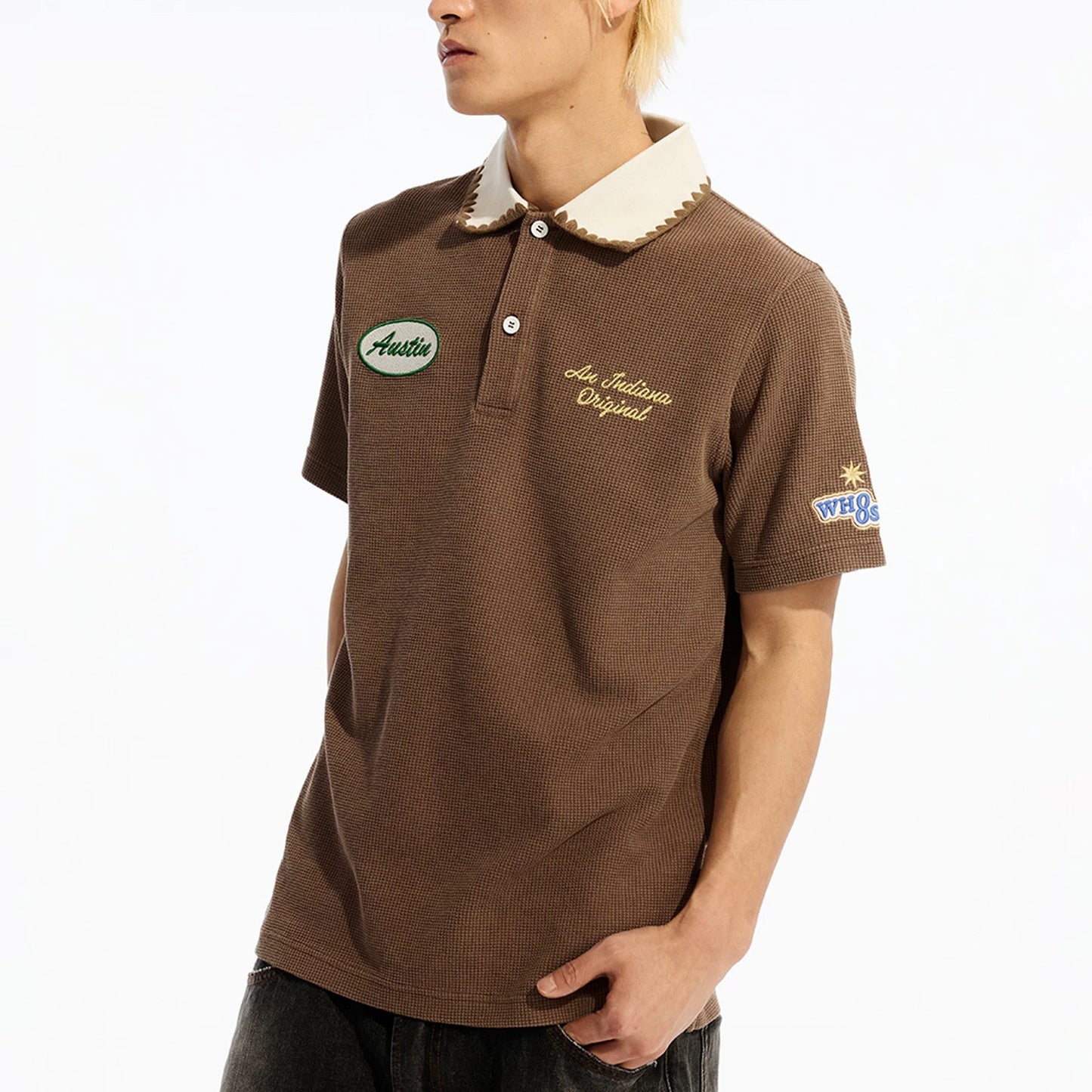 WHOOSIS x STRANGER THINGS | 'Murray' Washed Embroidered Polo Shirt