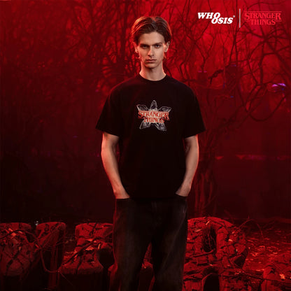 WHOOSIS x STRANGER THINGS | DEMOGORGON APPLIQUÉ EMBROIDERED SHORT-SLEEVE TEE