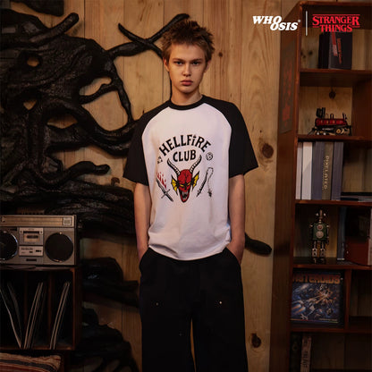 WHOOSIS x STRANGER THINGS | HELLFIRE RAGLAN SHORT-SLEEVE TEE