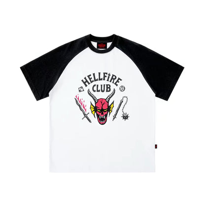 WHOOSIS x STRANGER THINGS | HELLFIRE RAGLAN SHORT-SLEEVE TEE