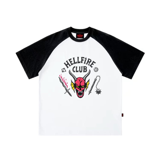 WHOOSIS x STRANGER THINGS | HELLFIRE RAGLAN SHORT-SLEEVE TEE