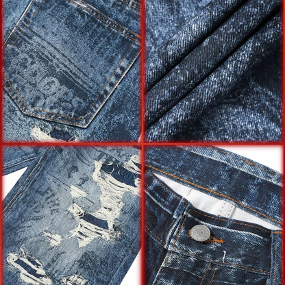 WHOOSIS x STRANGER THINGS | NEWSPAPER DISTRESSED PRINT DENIM JEANS